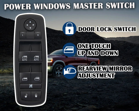 Direct Fit Driver Side Power Window Switch 3 Plus 9 Pin For 2013 2014 2015 Ram 1500 2500 3500 4500 5500 with features text