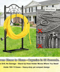 Heavy Duty Freestanding Garden Hose Holder With Four Prongs A Real Workhorse Metal Hose Reel Stand demonstrated in outdoor yard