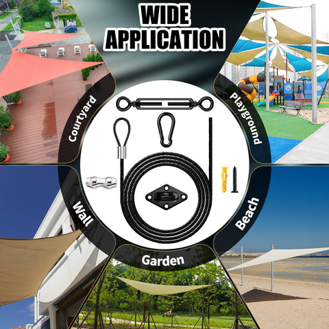 Shade Sail Hardware Kit 304 Stainless Steel for Triangle and Rectangle Outdoor Sun Shade with cables and screws