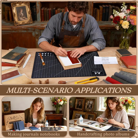 All In One 145Pcs Book Binding Kit For Beginners With A5 Paper And Tools shown in crafting scenarios