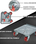 Heavy Duty Furniture Movers Dolly With Wheels detailed image of 360 degree rotating slider with ball bearings and secure screws.