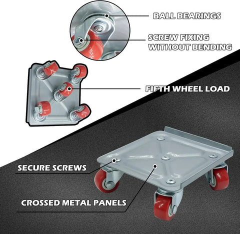 Heavy Duty Furniture Movers Dolly With Wheels detailed image of 360 degree rotating slider with ball bearings and secure screws.