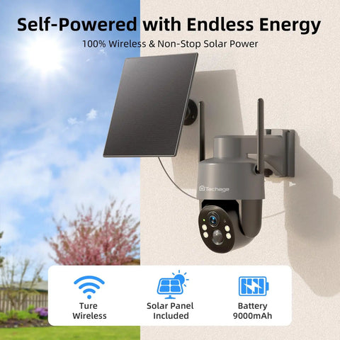 Alt Tag: Solar Powered Outdoor Security Camera Wireless 2K WiFi With 360 Degree PTZ Color Night Vision PIR Motion Sensor