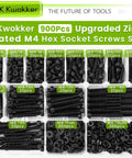 All In One 900 Piece M4 Nuts Bolts And Washers Set 4mm To 45mm Upgraded Zinc Plated 12.9 Alloy Steel Hex Socket Head Kit
