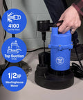 Half Horsepower Submersible Sump Pump With Automatic Vertical Float Switch Built For Basement And Crawl Space Flood Defense