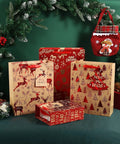 12 Piece Set Of Large Kraft White Gift Bags With Red Paper Accents For Candy Packaging Great For Store Displays Parties And Festivals Includes Letter Hang Tags Sized 26x32x10 Cm displayed in festive setting