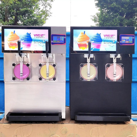 Commercial Dual Tank Ice Slush Machine For Top Shelf Margaritas And Creamy Milkshakes With Smart Freeze Tech, dual color tanks.