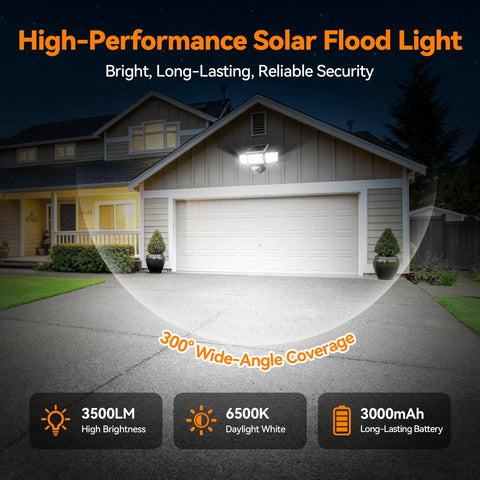 Rock Solid Outdoor Solar Flood Lights With Motion Sensor And 168 Led, Sick 3500 Lm Brightness, Heavy Duty 3 Head Design For Yard Security, Tough As Nails Waterproof, Legit Awesome For Porch Or Driveway, 4 Pack