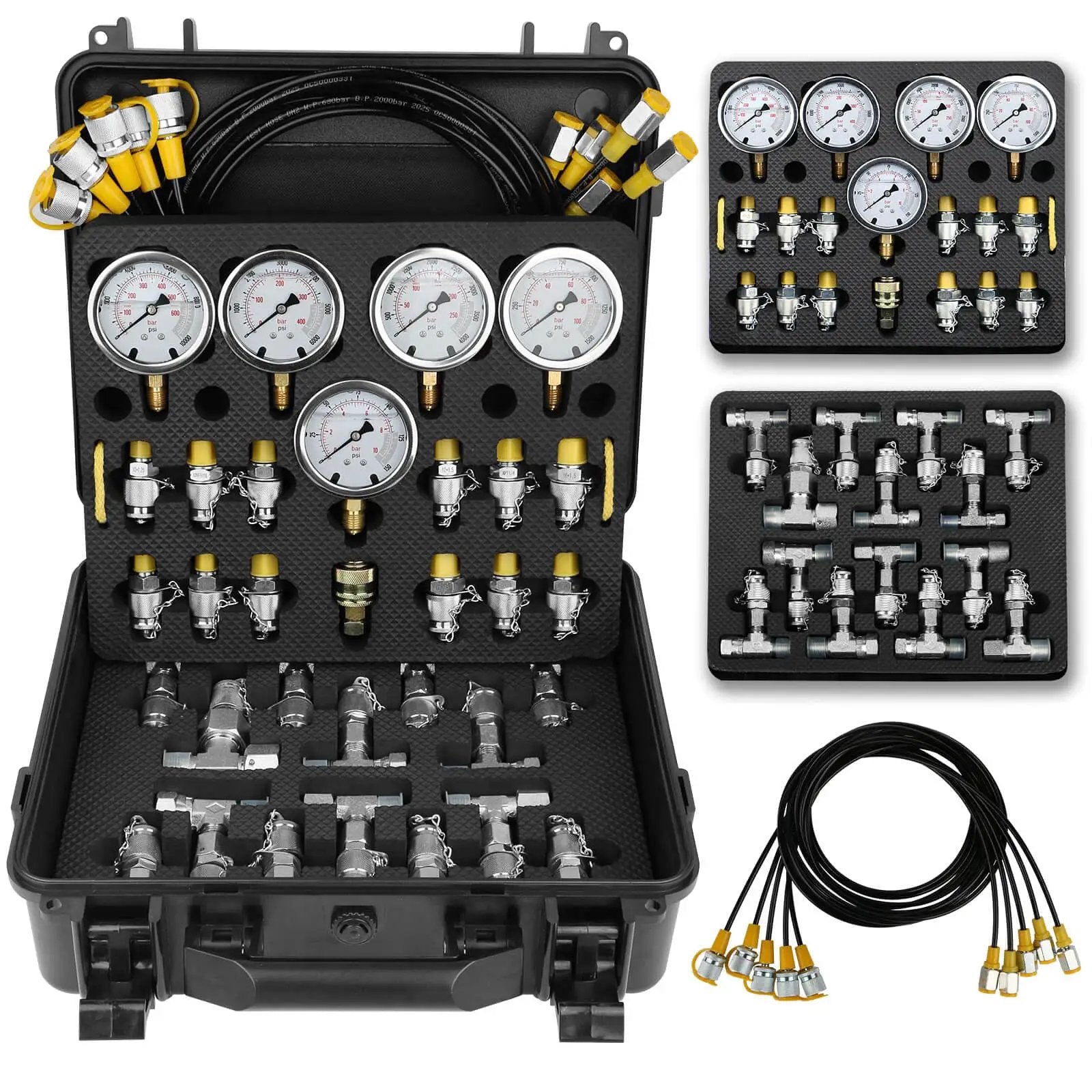 Precision Hydraulic Test Kit w/ 5 Gauges & 13 Couplings