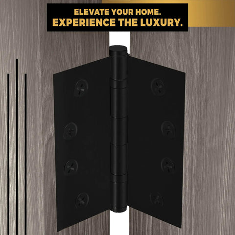 Heavy Duty Ball Bearing Door Hinges 4x4 Inch Set Of 3 Solid Brass Matte Black Flat Finish For Heavy Doors Smooth Operation