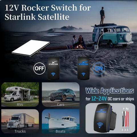 Weatherproof 20A 12V 5 Pin SPST On Off Rocker Switch For Satellite Internet Dishes, Compatible With Starlink Mini Gen1 Gen2 Gen3