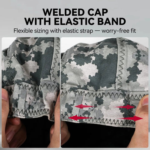 Reversible Welding Cap With Elastic Retractable Band For All Day Comfort 8 Panel Welders Hat Made From Fireproof Cotton 10 oz Safe Gear