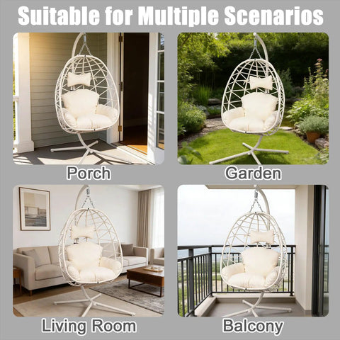 Chill Ready Egg Shaped Hammock Chair For Indoor And Outdoor Use With Removable Washable Cushion And Breathable Woven Design