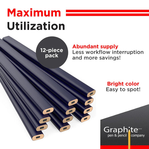 Rugged Graphite Carpenter Pencils That Leave Bold Tracks On Rough Lumber And Power Through Every Jobsite Grind With Hardcore Precision And No Sweat Durability For Woodwork in a 12-piece set.