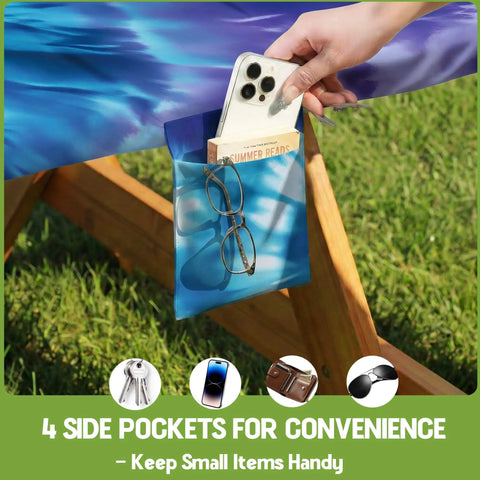 Waterproof Fitted Picnic Table Cover With Two Bench Covers And Elastic Edges Vinyl Rectangle Tablecloth for Camping Pocket Detail
