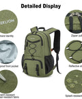Lightweight 35L Foldable Hiking Backpack For Men And Women, Waterproof Outdoor Daypack, green with ergonomic straps and pockets