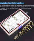 Brass Plated Steel Eye Bolts And Screw Eyes Assortment Kit 240 Pieces in clear storage box with 12 sizes visible