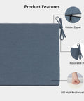 Outdoor Patio Chair Cushions 4 Pack Water Resistant Stain Resistant Weather Resistant Deep Seat Cushions With Adjustable Straps 20 By 20 By 3.1 Inch Spectrum Denim Five Year Fade Protection shown with adjustable straps and zipper details.