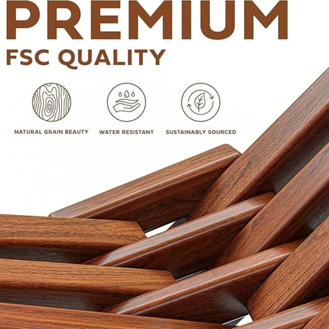 Close-up of FSC certified acacia wood texture for 2 Pack Folding Acacia Wood Chair Set For Patio And Outdoors
