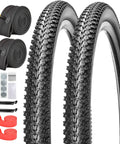 Foldable Mountain Bike Tire Set For 26 And 29 Inch Wheels With Inner Tubes Repair Kit Rim Strips Tire Levers And AV 32mm Schrader Valves