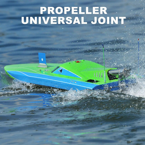 RC boat on water using Drive Shaft With Propeller Universal Joint For RC Boat Stainless Steel 2 Blade Paddle 100Mm Shaft And 50Mm Sleeve.