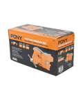 Box packaging of Heavy-Duty 6-Inch Bench Vise With Swivel Base, 6 Inch Jaw Opening, showcasing beefy orange cast iron design.