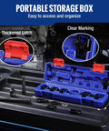 Crowfoot Wrench Set 3/8 Inch Drive, 13 Piece Metric Crowfoot Wrenches With Two Extension Bars, 1/2 Inch To 3/8 Inch Adapter in Storage Box