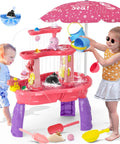 Three Tier Auto Water Absorbing Water Table For Toddlers Aged 3 To 5 with umbrella and toys, kids playing outside