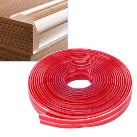 Clear Self Adhesive Corner Protectors 5m Roll, 10mm Edge Guards, Flexible PVC on wood corner