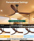 Farmhouse Outdoor Ceiling Fan With Lights, 60 Inch Wood Blade Damp Rated, remote control, warm to cool white LED, patio use