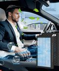 Tesla Model 3 Cabin Air Filter And Model Y Replacement 2 Pack 3 Stage Filtration For Fresher Interior Air 1 To 1 Fit Easy Install Perfect Car Accessories visible in car interior with man driving