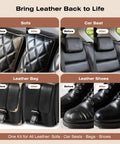 All In One Leather Repair Kit With Recoloring Balm Filler And Conditioning Cleaner For Sofas Car Seats Jackets Purses Shoes And Faux Leather A 3 In 1 Vinyl Repair Set For Scratches Tears And Stains before after use example
