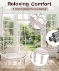 Macrame Hammock Chair Swing With Round Seat Cushion And Hardware Kit For Indoor Outdoor Use Boho Beige Hanging Chair in room