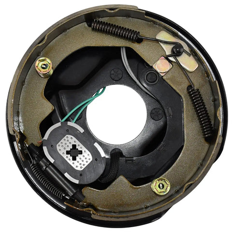 Heavy Duty 10 Inch Right Side Electric Trailer Brake Assembly Solid Steel Drum showing internal components and structure.