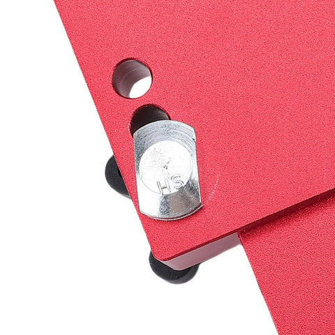 Close-up of secure lock on Precision Jig Guide for Table Saw, Band Saw, and Router Table, no-drift, fits standard T-slot tracks.