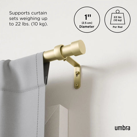 Cappa Curtain Rod With Two Matching Finials, Adjustable 66 To 120 Inches, No Fuss Setup With Brackets And Hardware, Gold Finish