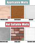 Chart showing suitable and unsuitable walls for Stainless Steel Picture Hanging Nails And Hooks 30 Pack Heavy Duty Push Pins