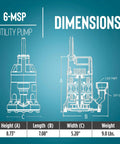 6-MSP 115V 1/3 HP Aluminum Utility Pump Dimensions Blueprint, Corrosion-Resistant, Epoxy-Coated for Water Transfer