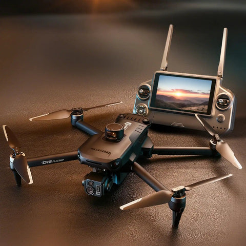 8K GPS Drone With 7.2 Inch Touch Screen Remote, 3 Axis Gimbal With EIS Anti Shake on display with dual battery kit