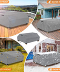 Waterproof Picnic Table Cover For 6 Ft Bench Set Windproof All Weather Gray Patio Table Protector For 70 And 72 Inch Tables