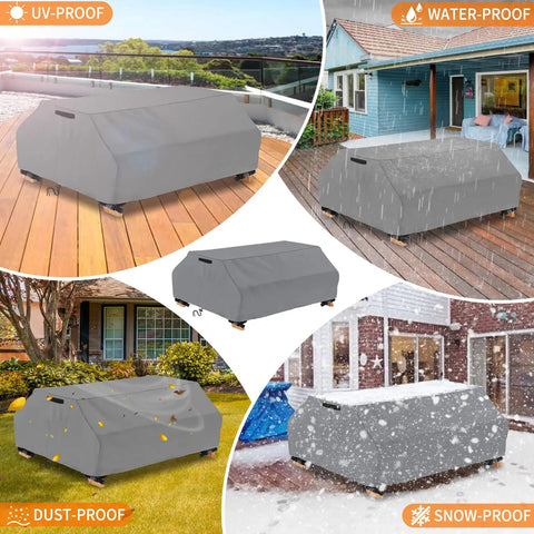 Waterproof Picnic Table Cover For 6 Ft Bench Set Windproof All Weather Gray Patio Table Protector For 70 And 72 Inch Tables