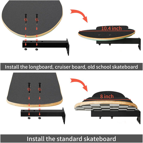 Dope Wall Mounted Skateboard Rack Set For Longboards And Boards Double Space Saving Floating Shelves Brackets Universal Design