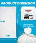 Heavy Duty Sand Bags With Ties For Flood Protection 14x26 Inches Pack Of 20 White Woven Polypropylene Sandbags With Dimensions and Ties