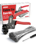 Heavy Duty 304 Stainless Steel Cable Tie Gun Kit Beefy Pro Grade With 110 11 Point 8 Inch Metal Zip Ties UV And Corrosion Resistant