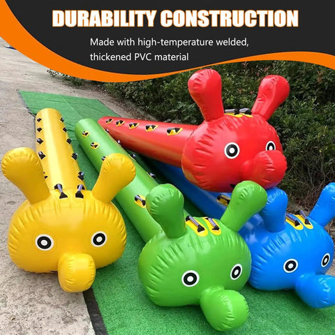 Inflatable Dragon Boat Race Toy For Outdoor Team Building And Field Day 8 Seat Lawn Multiplayer Game in red, green, blue, yellow