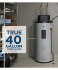 Smart Electric Water Heater Smooth Operator Built In Wifi And Flexible Capacity Settings For Heavy Duty Hot Water Recovery Plug And Play Setup Delivers Steady Flow Extending Shower Hours Straight Up Dependable, 40 gallon gray unit.