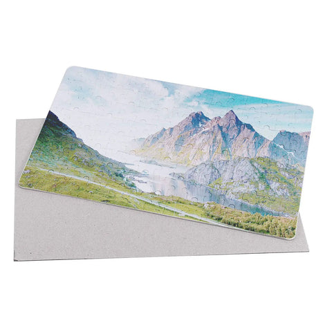 Blank Sublimation Jigsaw Puzzle Set 45 Pieces 8 By 11 Inches Heat Press Ready with completed mountain image