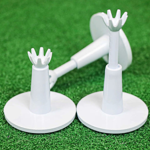 Adjustable Golf Tees 3 Pack White For Men Unbreakable Durable Practice Tees With 2.1 To 2.9 Inch Height Range Fits All Mats
