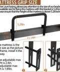 Heavy Duty Mattress Retainer Bar Two Piece Kit For Steel Bed Frames And Adjustable Bases Stops Slippage Dead In Its Tracks On RV Sleepers, size dimensions displayed.
