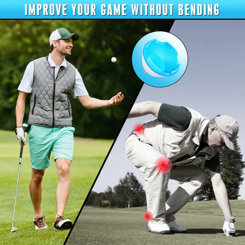 4-Claw Golf Ball Grabber Retriever 2 Pack shown with golfer avoiding bending on grass course